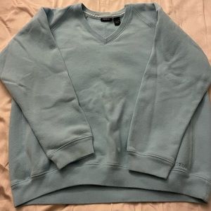 large thrifted blue crewneck